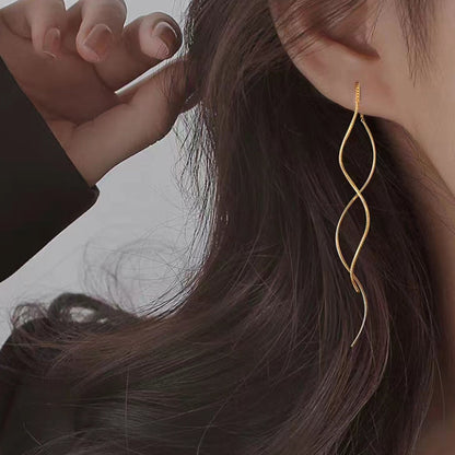 Wavy Tassel Threader Earrings
